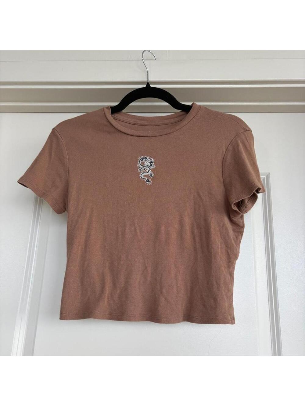 Women's Brown and Tan Crop-top